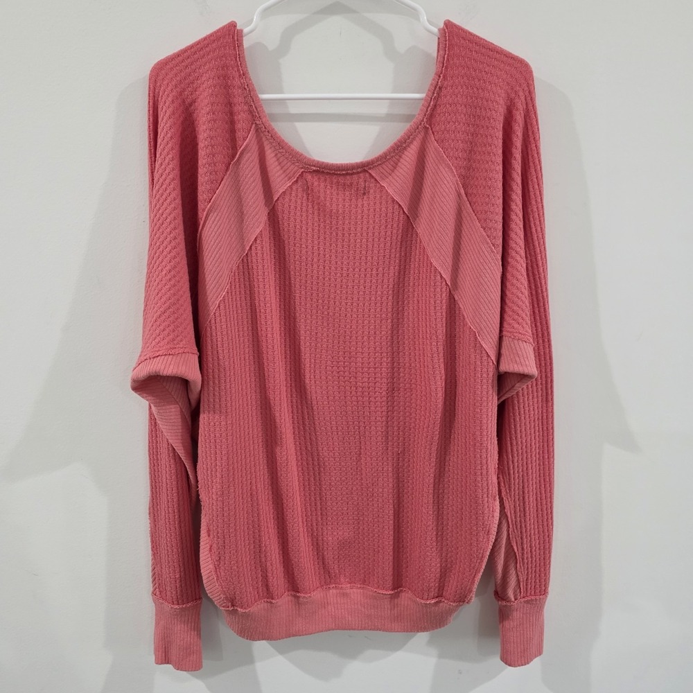 Free People Womens Santa Clara Thermal Top Size Small Oversized Slouchy Beach - Picture 5 of 9